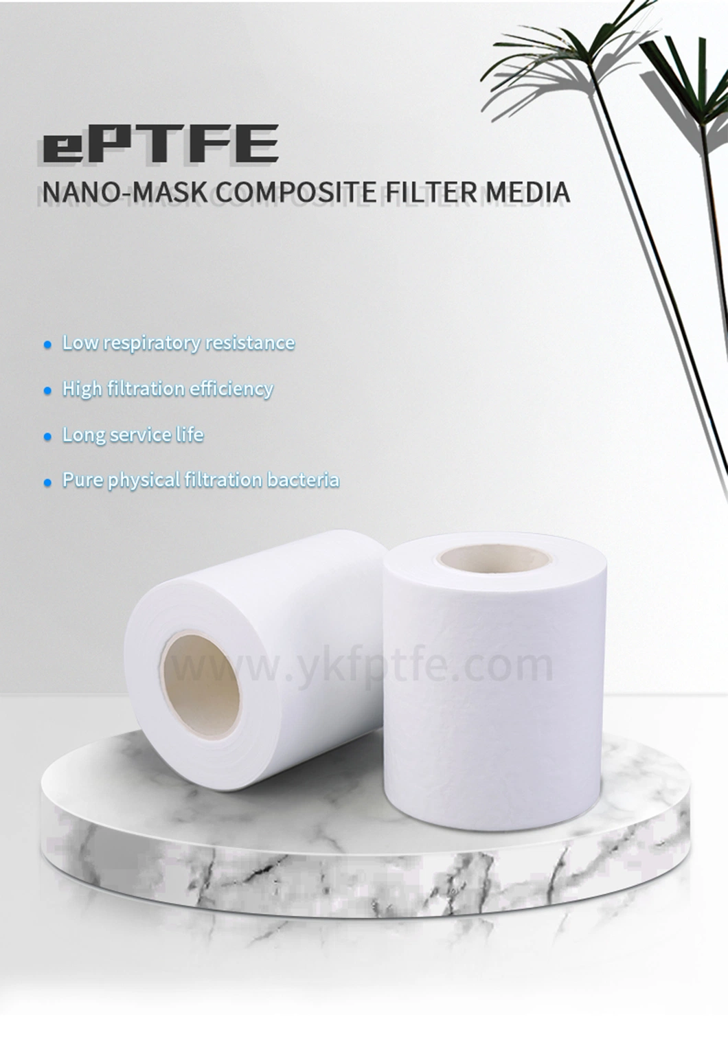 UNM Non-woven+PTFE 3 layer Composite High Filtration Efficiency Nano-mask Filter Media